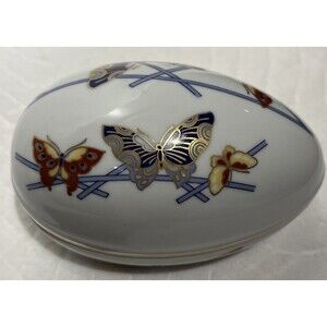 Wharf Butterfly Candy Dish Egg Shape Porcelain
